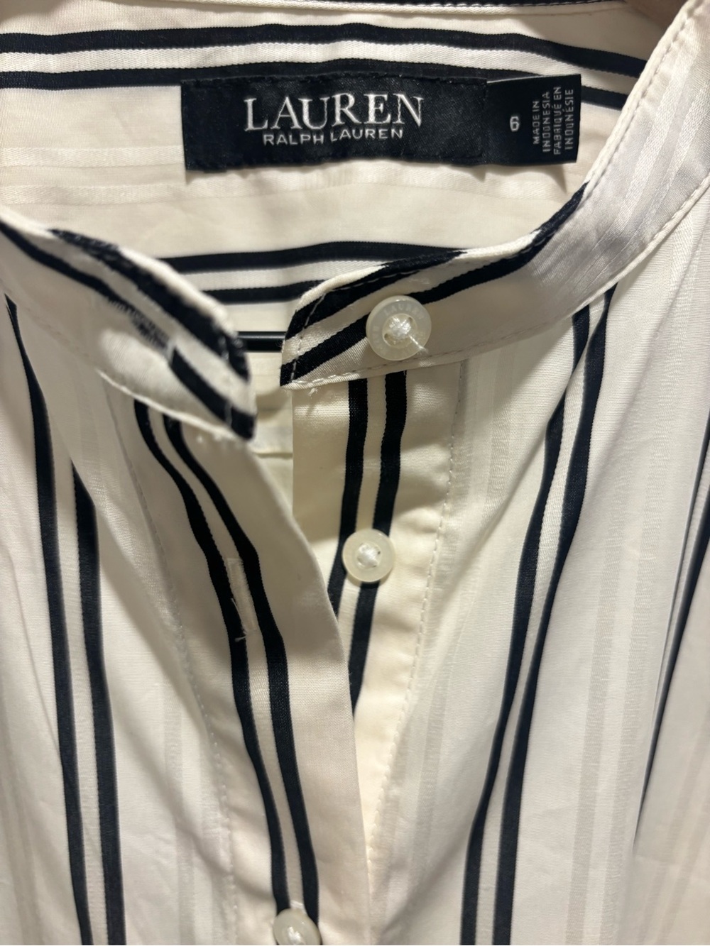 Lauren Ralph Lauren White and Black Striped Midi Shirt Dress - Picture 4 of 8